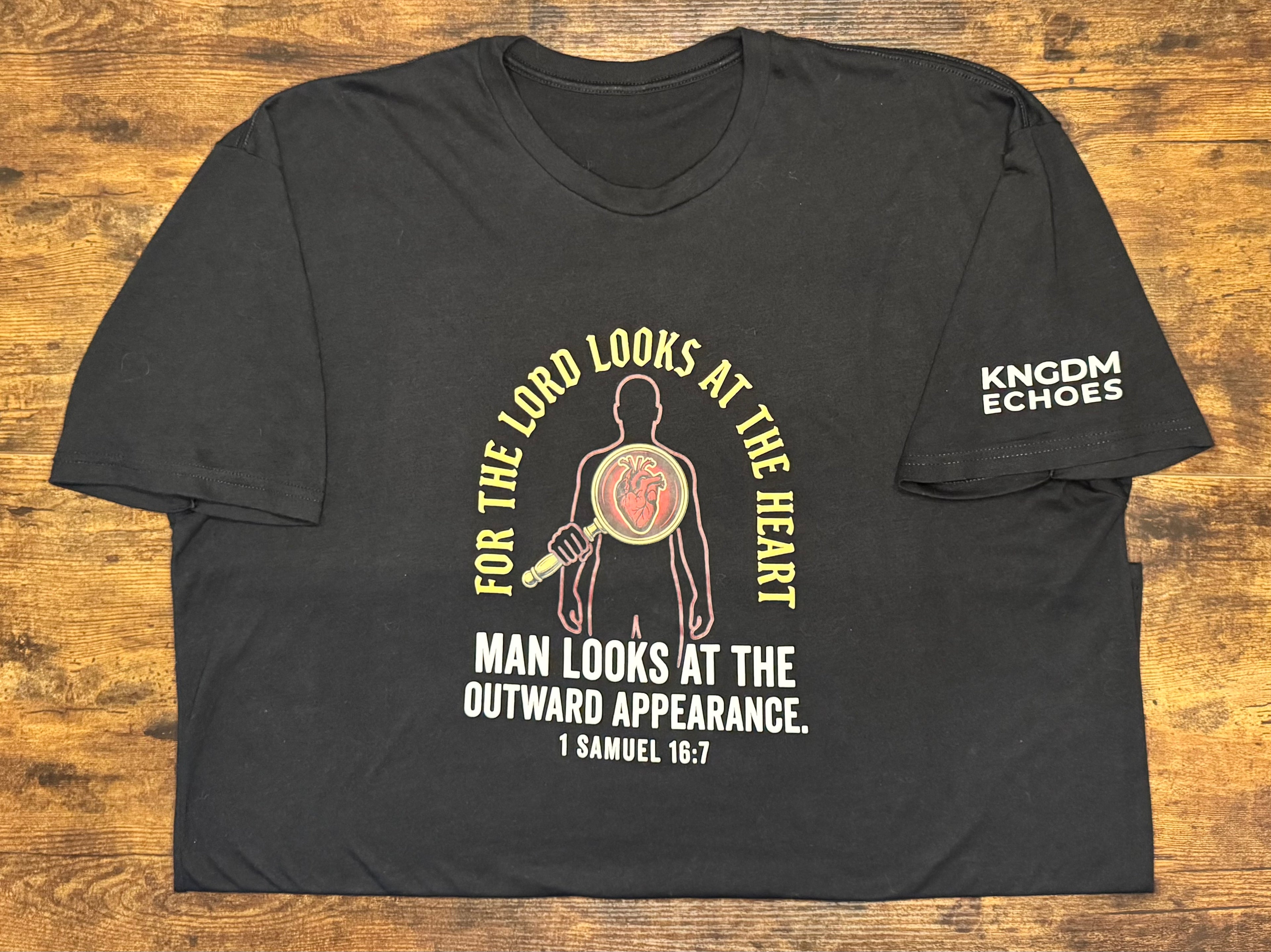 KNGDM ECHOES “1 Samuel 16:7” Christian Graphic Tee - Black
